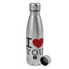 Metallic water bottle, stainless steel, 750ml