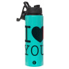 Metallic water bottle with safety lid, 850ml aluminum