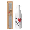 Easter Set, metallic stainless thermos bottle (500ml) & scented flat Easter candle (30cm) (GRAY)