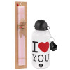Easter Set, metallic aluminum bottle (500ml) & aromatic flat Easter candle (30cm) (PINK)