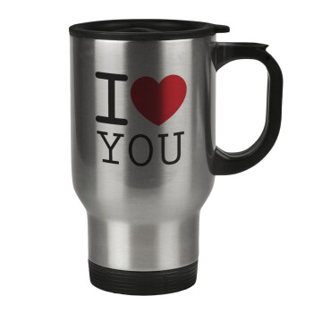 I Love you classic, Stainless steel travel mug with lid, double wall 450ml