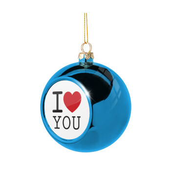 I Love you classic, Χριστουγεννιάτικη μπάλα δένδρου Μπλε 8cm
