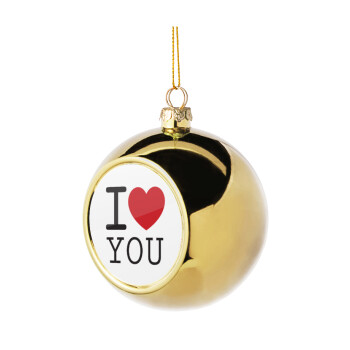 I Love you classic, Χριστουγεννιάτικη μπάλα δένδρου Χρυσή 8cm