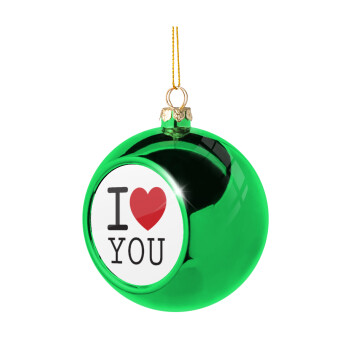 I Love you classic, Χριστουγεννιάτικη μπάλα δένδρου Πράσινη 8cm