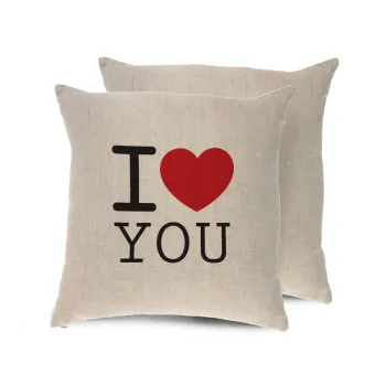 I Love you classic, Μαξιλάρι καναπέ ΛΙΝΟ 40x40cm περιέχεται το  γέμισμα