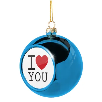 I Love you classic, Blue Christmas tree ball ornament 8cm
