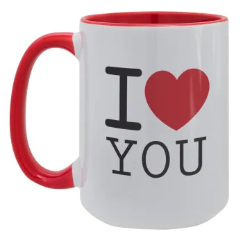 I Love you classic, Κούπα Mega 15oz, κεραμική Κόκκινη, 450ml