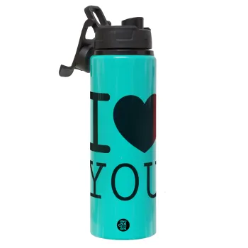 I Love you classic, Metallic water bottle with safety lid, 850ml aluminum