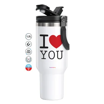 I Love you classic, Mega Stainless steel Tumbler with lid, double wall 1,2L