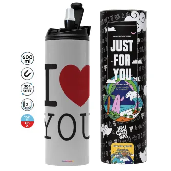 I Love you classic, Tumbler stainless steel GREY 600ml