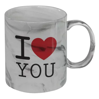 I Love you classic, Mug ceramic marble style, 330ml