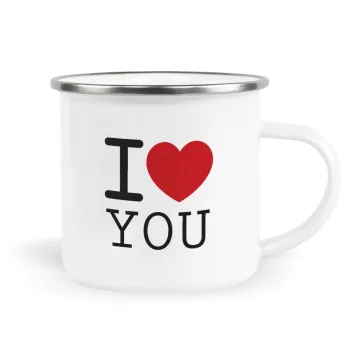 I Love you classic, Metallic enamel cup white 360ml