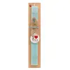 Easter Set, wooden keychain & aromatic flat Easter candle (30cm) (TURQUOISE)