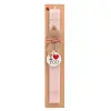 Easter Set, wooden keychain & scented flat Easter candle (30cm) (PINK)