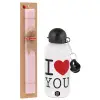 Easter Set, metallic aluminum bottle (500ml) & aromatic flat Easter candle (30cm) (PINK)
