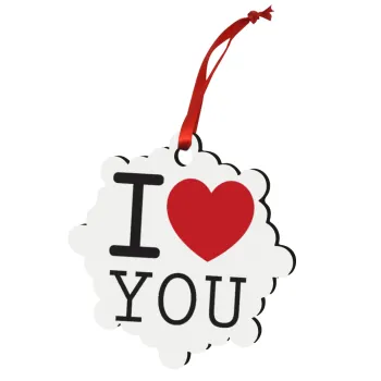 I Love you classic, Christmas ornament snowflake wooden 7.5cm