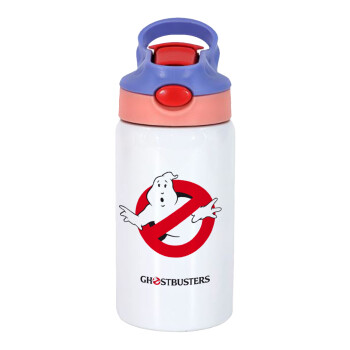 Ghostbusters, Children's hot water bottle, stainless steel, with safety straw, pink/purple (350ml)