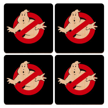 Ghostbusters, ΣΕΤ x4 Σουβέρ ξύλινα τετράγωνα plywood (9cm)
