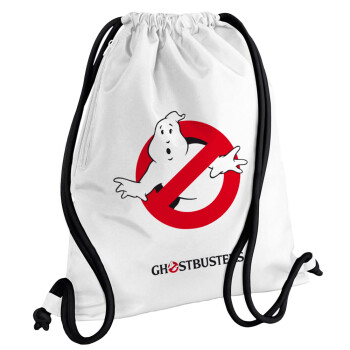 Ghostbusters, Backpack pouch GYMBAG white, with pocket (40x48cm) & thick cords