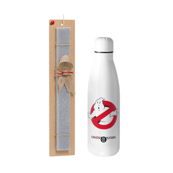 Ghostbusters, Easter Set, metallic stainless thermos bottle (500ml) & scented flat Easter candle (30cm) (GRAY)