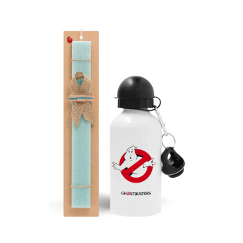 Ghostbusters, Easter Set, metallic aluminum water bottle (500ml) & scented flat candle (30cm) (TURQUOISE)