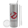 Tumbler stainless steel Silver 600ml, with metal straw & cleaning brush