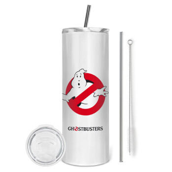 Ghostbusters, Eco friendly ποτήρι θερμό (tumbler) από ανοξείδωτο ατσάλι 600ml, με μεταλλικό καλαμάκι & βούρτσα καθαρισμού