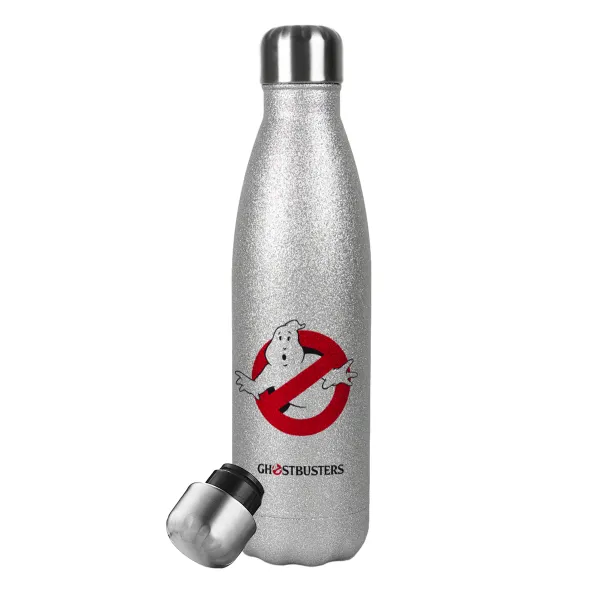 Ghostbusters — Metallic Glitter Silver Thermos Flask (Stainless steel), double-walled, 500ml