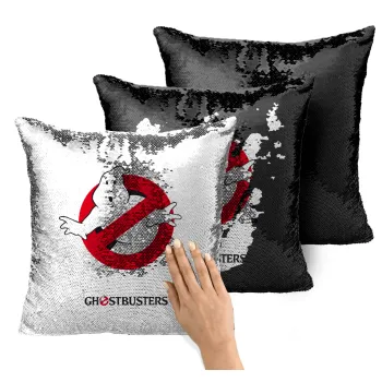 Ghostbusters, Μαξιλάρι καναπέ Μαγικό Μαύρο με πούλιες 40x40cm περιέχεται το γέμισμα
