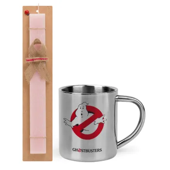 Ghostbusters, Easter Set, metallic thermal cup (300ml) & aromatic flat Easter candle (30cm) (PINK)