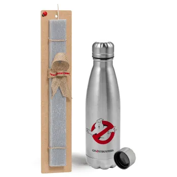 Ghostbusters, Easter Set, metallic Inox water bottle (750ml) & aromatic flat Easter candle (30cm) (GRAY)