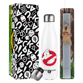Ghostbusters, Easter candle, metallic white thermos bottle (500ml) & aromatic flat candle (30cm) (GRAY)