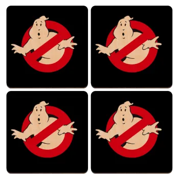 Ghostbusters, ΣΕΤ x4 Σουβέρ ξύλινα τετράγωνα plywood (9cm)