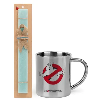 Ghostbusters, Easter Set, metallic thermal cup (300ml) & aromatic flat Easter candle (30cm) (TURQUOISE)