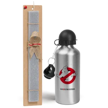 Ghostbusters, Easter Set, metallic silver aluminum water bottle (500ml) & aromatic flat Easter candle (30cm) (GRAY)
