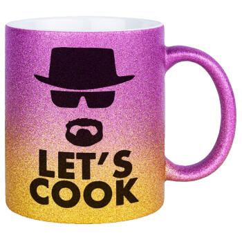 Let's cook, Κούπα Χρυσή/Ροζ Glitter, κεραμική, 330ml