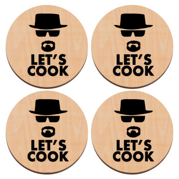 Let's cook, ΣΕΤ x4 Σουβέρ ξύλινα στρογγυλά plywood (9cm)