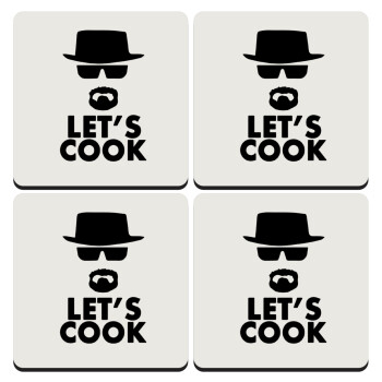 Let's cook, ΣΕΤ 4 Σουβέρ ξύλινα τετράγωνα (9cm)