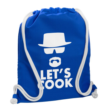 Let's cook, Backpack pouch GYMBAG Blue, with pocket (40x48cm) & thick cords