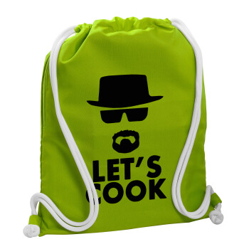 Let's cook, Τσάντα πλάτης πουγκί GYMBAG LIME GREEN, με τσέπη (40x48cm) & χονδρά κορδόνια