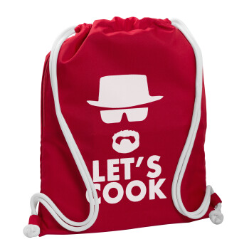 Let's cook, Τσάντα πλάτης πουγκί GYMBAG Κόκκινη, με τσέπη (40x48cm) & χονδρά κορδόνια