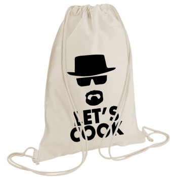 Let's cook, Backpack bag GYMBAG natural (28x40cm)