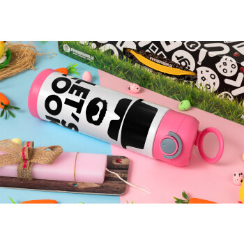 Let's cook, Easter candle, Childrens hot water bottle, stainless steel, with safety straw, PINK (500ml)
