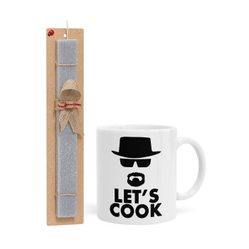 Let's cook, Easter Set, Ceramic Cup (330ml) & Easter aromatic flat candle (30cm) (GRAY)