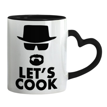Let's cook, Mug heart black handle, ceramic, 330ml