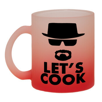 Let's cook, Κούπα γυάλινη δίχρωμη με βάση το κόκκινο ματ, 330ml