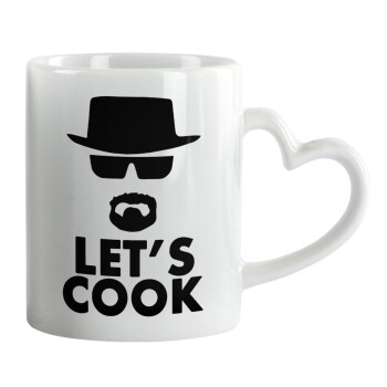 Let's cook, Mug heart handle, ceramic, 330ml