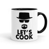 Let's cook, Κούπα χρωματιστή μαύρη, κεραμική, 330ml