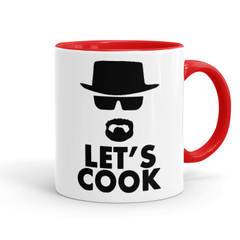 Let's cook, Κούπα χρωματιστή κόκκινη, κεραμική, 330ml