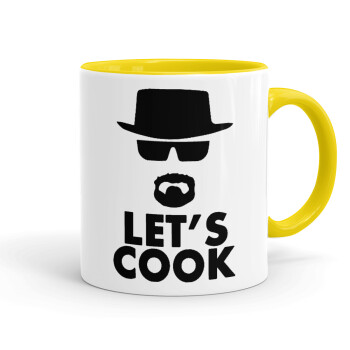 Let's cook, Κούπα χρωματιστή κίτρινη, κεραμική, 330ml